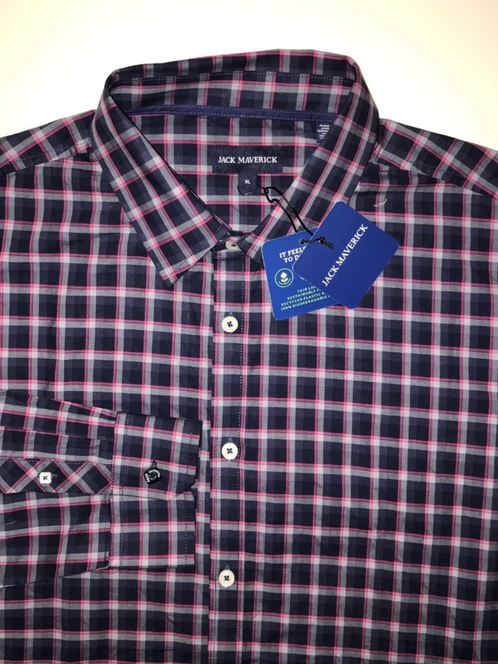 Men's Jack Maverick Long Sleeve Button Front Shirt-Size: XL